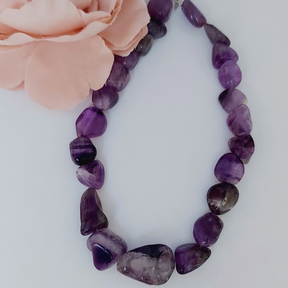 925 Sterling Silver Amethyst Necklace - Picture 2 of 3